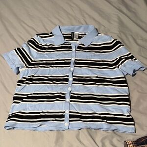 Striped Blue and Black Kids Polo Shirt